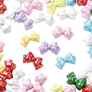 KOK44 Koraliki akrylowe KOKARDA KOKARDKA duże 25mm pastelowe mieniące 5szt