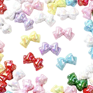 KOK44 Koraliki akrylowe KOKARDA KOKARDKA duże 25mm pastelowe mieniące 5szt