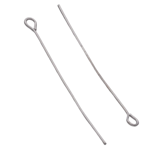 Igły jubilerskie szpilki haczyki srebrne 40mm 0,7mm 8g ok.60szt - platynowe