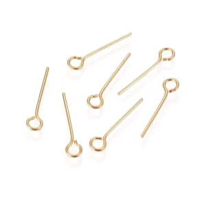 I4 Igły jubilerskie szpilki haczyki złote krótkie 15mm 0,6mm 10szt stal nierdzewna