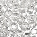 Koraliki kandi oponki akryl 9mm przezroczyste z brokatem pony bead
