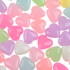 KOK56 Koraliki akrylowe SERDUSZKA SERCA pastelowe 17mm 10szt
