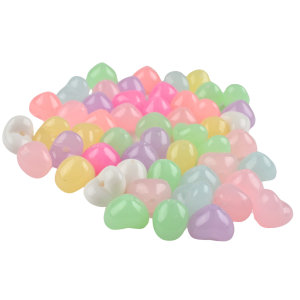 KOK57 Koraliki akrylowe SERDUSZKA SERCA pastelowe grube 18mm 10szt