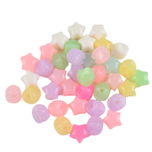 KOK58 Koraliki akrylowe GWIAZDKI GWIAZDY pastelowe grube 17mm 10szt