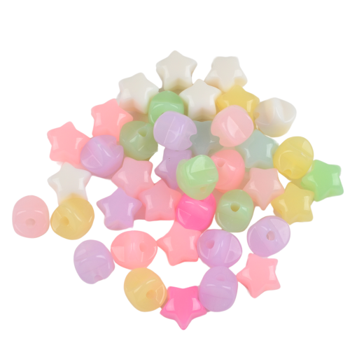 Koraliki akrylowe GWIAZDKI GWIAZDY pastelowe grube 17mm