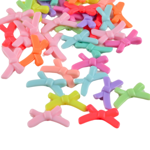 KOK59 Koraliki akrylowe KOKARDKA kokardki 34mm MIX kolorowe 10szt