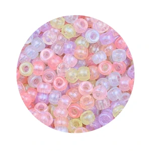 KOP44 Koraliki kandi oponki akryl 9mm warkoczyki efekt syrenki pony bead 50szt