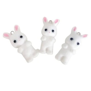 ZAW25 Zawieszka duża KRÓLIK Bunny Króliczek puszysty 1szt biały futerko