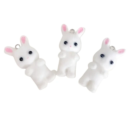 ZAW25 Zawieszka duża KRÓLIK Bunny Króliczek puszysty 1szt biały futerko