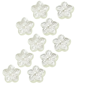 PER9 Koraliki akrylowe perłowe KWIATEK KWIATUSZKI 9mm białe 10szt