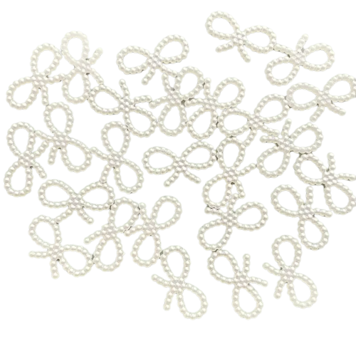 PER10 Koraliki akrylowe perłowe KOKARDKA kokardki duże 29mm białe 10szt