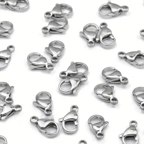 Karabińczyk karabinek zapięcie bransoletki 10mm 10szt kolor platynowy