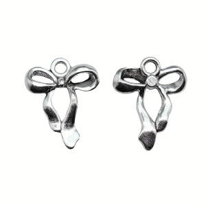 ZAW28 Zawieszki charm metalowe KOKARDKA kokarda do bransoletek 2szt 