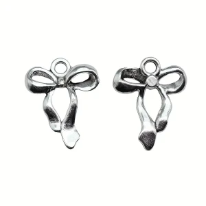 ZAW28 Zawieszki charm metalowe KOKARDKA kokarda do bransoletek 2szt 