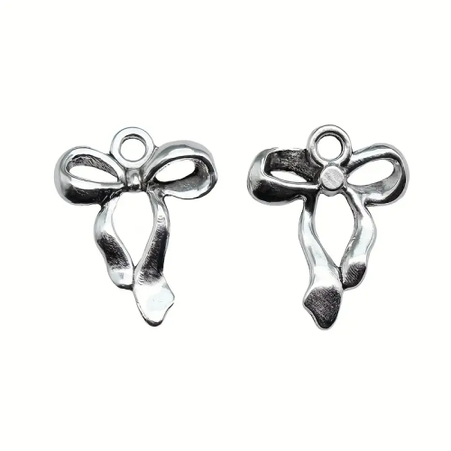 Zawieszki charm metalowe KOKARDKA kokarda do bransoletek 2szt