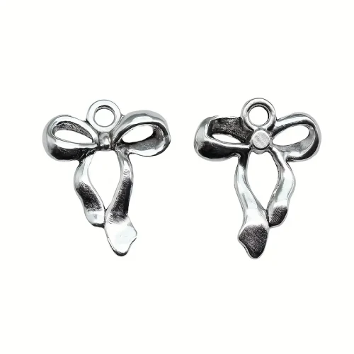 Zawieszki charm metalowe KOKARDKA kokarda do bransoletek 2szt