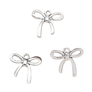 ZAW29 Zawieszki charm metalowe KOKARDKA kokarda do bransoletek 2szt 