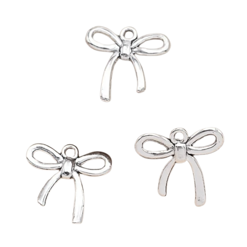 Zawieszki charm metalowe KOKARDKA kokarda do bransoletek