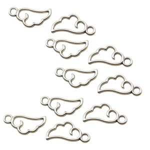 ZAW32 Zawieszki charm metalowe SKRZYDŁO chmurka obłok do bransoletek 10szt