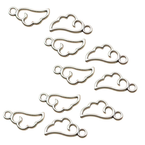ZAW32 Zawieszki charm metalowe SKRZYDŁO chmurka obłok do bransoletek 10szt