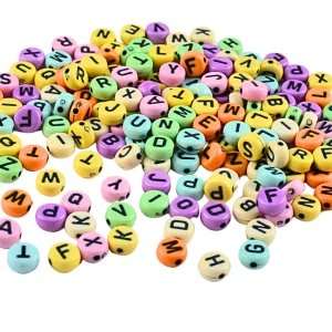 KL21 Koraliki literki PASTELOWE monetki 7mm bransoletki mix 100szt 