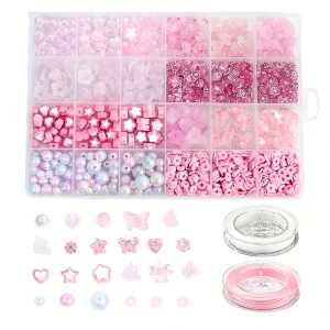 ZKA1 Duży zestaw PINK KAWAII koraliki akrylowe RÓŻOWY do biżuterii 