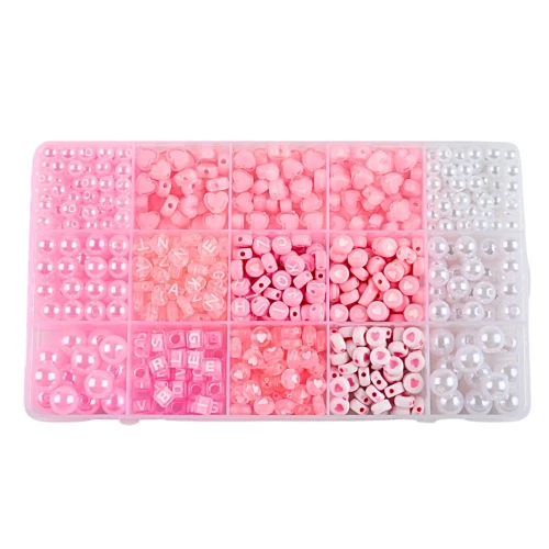 Zestaw PINK KAWAII koraliki akrylowe RÓŻOWY do biżuterii
