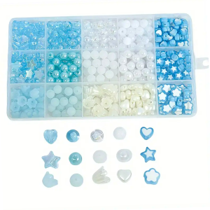 ZKA3 Zestaw BLUE KAWAII koraliki akrylowe NIEBIESKI do biżuterii
