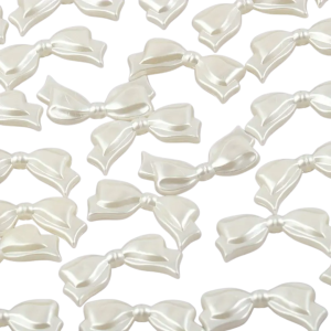 PER11 Koraliki akrylowe perłowe KOKARDKA kokardki duże 29mm białe 5szt