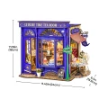 Book nook miniaturowy domek DIY Rolife Leisure Time Tea Room NIEBIESKA HERBACIARNIA