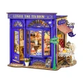 Book nook miniaturowy domek DIY Rolife Leisure Time Tea Room NIEBIESKA HERBACIARNIA