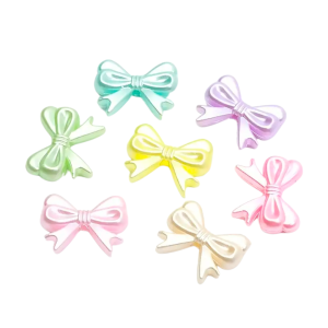 PER13 Koraliki akrylowe perłowe KOKARDKI kokardka 15mm MIX coquette 5szt