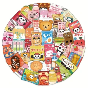 W235 Naklejki STICKER WLEPY PRZEZROCZYSTE KOREAŃSKIE przekąski kawaii 50szt