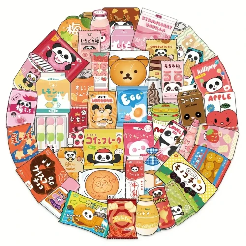 Naklejki STICKER WLEPY PRZEZROCZYSTE KOREAŃSKIE przekąski kawaii