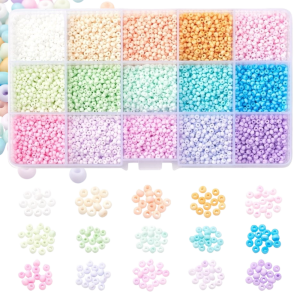 ROZ2 Koraliki rocaille szklane drobne PASTELOWE KOLORY 3,5mm 5250szt kaseta