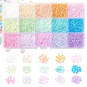 ROZ2 Koraliki rocaille szklane drobne PASTELOWE KOLORY 3,5mm 5250szt kaseta