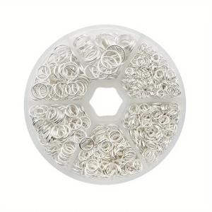 OGK1 Zestaw kółka OGNIWA montażowe ogniwka kółeczka 880szt miks organizer srebrne