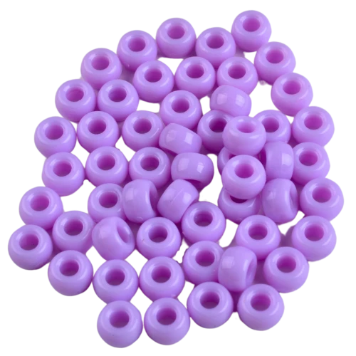 Koraliki kandi oponki akryl 9mm warkoczyki pony bead lawendowe