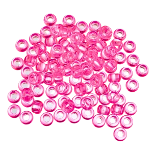 KOP50 Koraliki kandi oponki akryl 9mm warkoczyki pony bead różowe przezroczyste 20szt