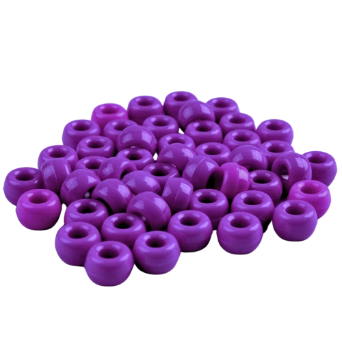 Koraliki kandi oponki akryl 9mm warkoczyki pony bead fioletowe