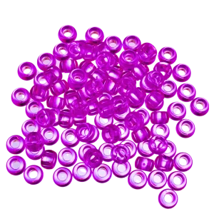KOP54 Koraliki kandi oponki akryl 9mm pony bead fioletowe transparentne 20szt