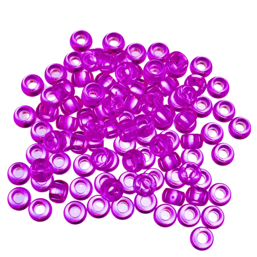 Koraliki kandi oponki akryl 9mm pony bead fioletowe transparentne