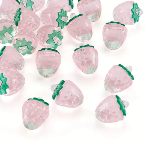 ZAW36 Zawieszki TRUSKAWKA różowa pink do bransoletek 2szt coquette