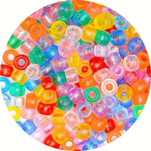 KOP60 Koraliki kandi oponki akryl 9mm warkoczyki przezroczyste pony bead 50szt