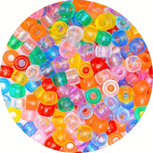 Koraliki kandi oponki akryl 9mm warkoczyki przezroczyste pony bead 50szt