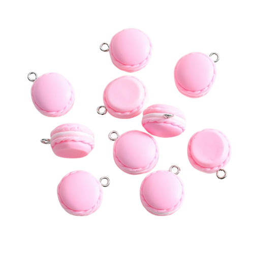 Zawieszka z żywicy MAKARONIK ciasteczko pink 2szt zawieszki różowe