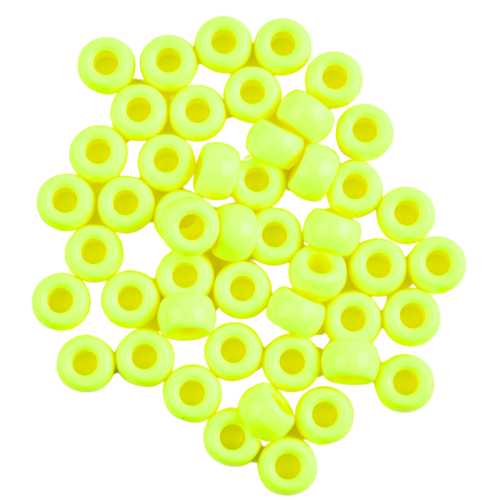 Koraliki oponki akryl 9mm kandi pony bead żółte neon