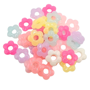 KOK79 Koraliki KWIATEK KWIATUSZEK z dziurką pastelowe 10szt 19mm