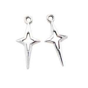ZAW39 Zawieszki charm metalowe GWIAZDKA gwiazdki krzyżyk do bransoletek 5szt