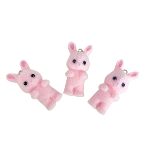 ZAW40 Zawieszka duża KRÓLIK Bunny Króliczek puszysty 1szt różowy futerko